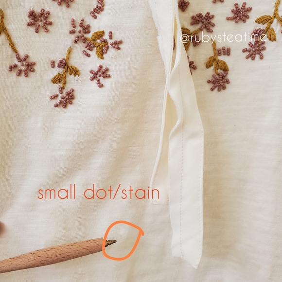 FREE PEOPLE Boho Floral Beaded Flowy Tank Top with Tie, Cream Knit, Embroidery - Picture 6 of 7